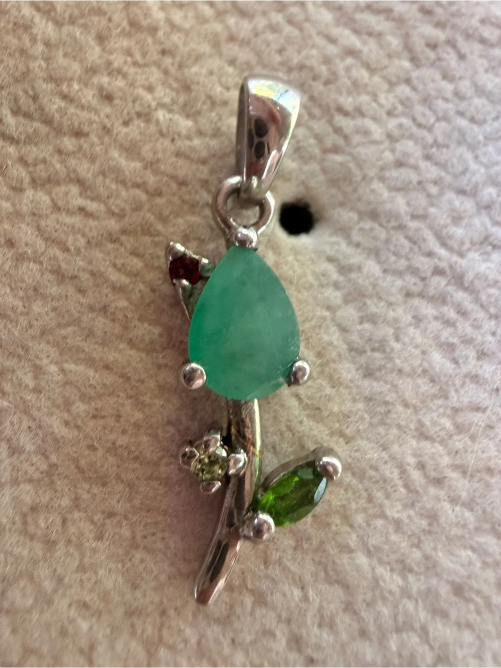 925 Emerald Paradise garnet,Chrome Diopside, Peridot,Rhodolite Garnet charm
